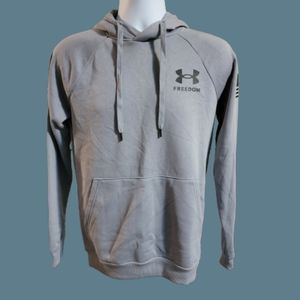 New Under Armour Men's Women's UA Logo Freedom Flag Gray Fleece Hoodie Size S